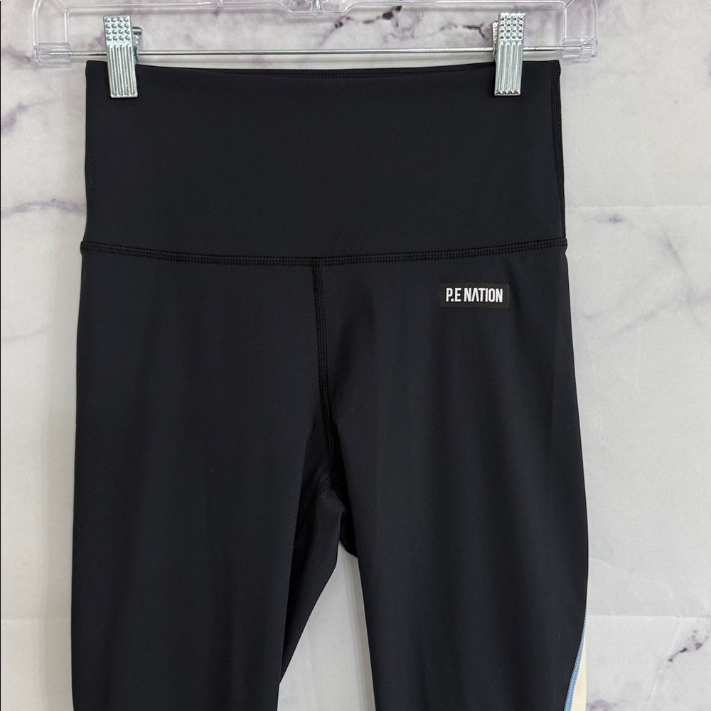 P.E. NATION Black Leggings Cream Blue Accents Size Small - Picture 4 of 10
